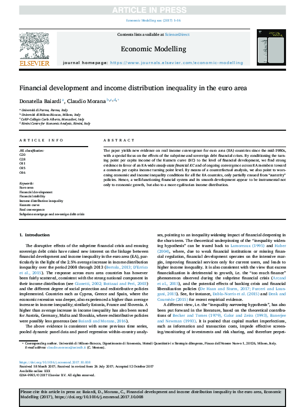 (PDF) Financial development and income distribution in Nigeria