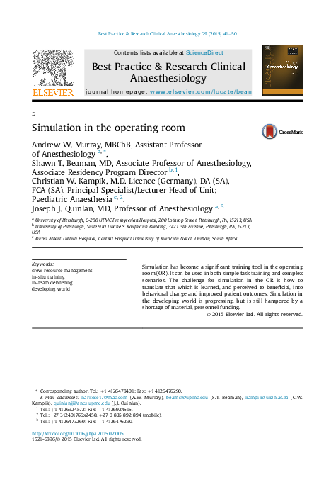 (PDF) Simulation in the operating room