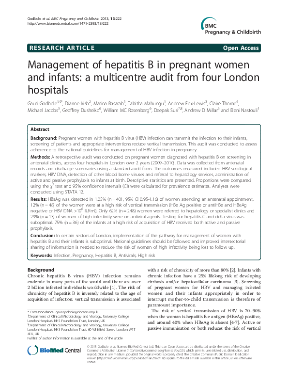 (PDF) Management of hepatitis B in pregnant women and infants: a ...