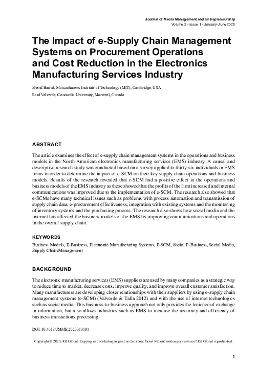 (PDF) The Impact of e-Supply Chain Management Systems on Procurement ...