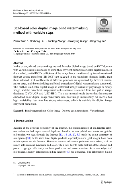 (PDF) DCT-based color digital image blind watermarking method with ...