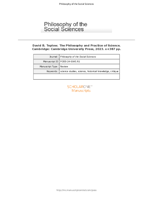 (PDF) Book Review: The Philosophy and Practice of Science