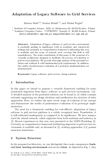 (PDF) Adaptation of Legacy Software to Grid Services