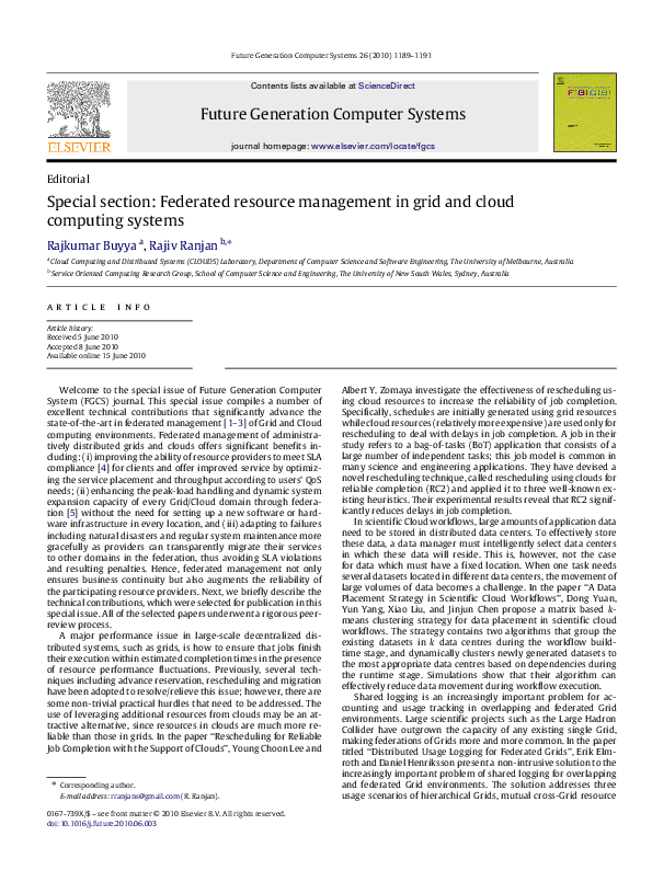 (PDF) Special section: Federated resource management in grid and cloud ...