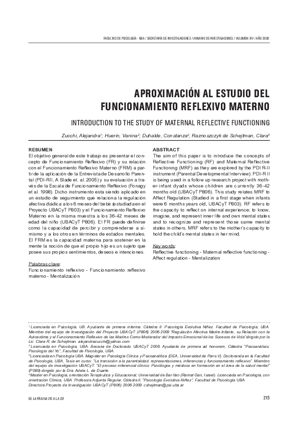(PDF) Aproximación al estudio del funcionamiento reflexivo materno In ...
