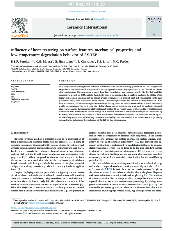 (PDF) Influence of laser texturing on surface features, mechanical ...
