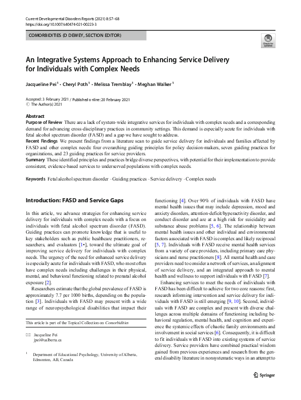(PDF) An Integrative Systems Approach to Enhancing Service Delivery for ...