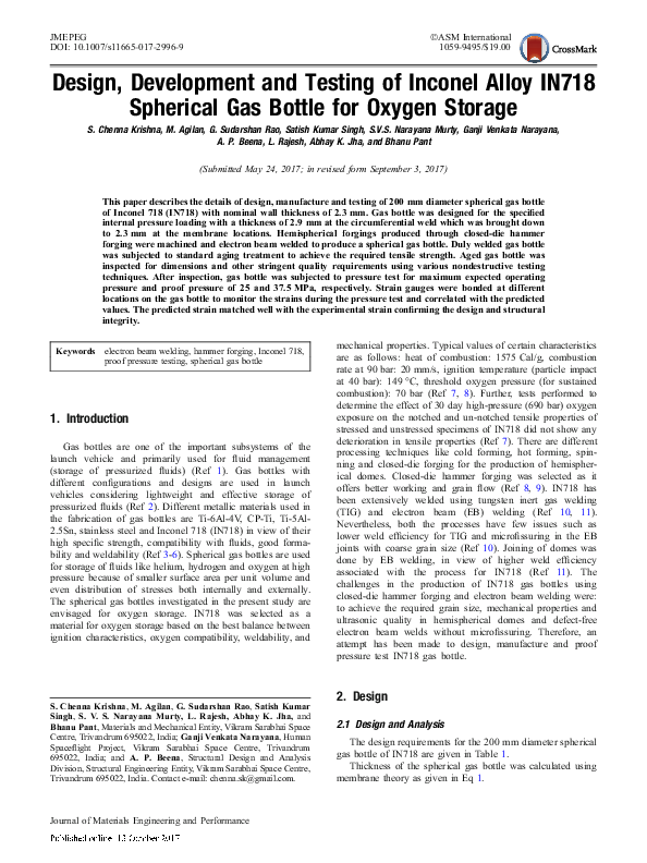 (PDF) Design, Development and Testing of Inconel Alloy IN718 Spherical ...