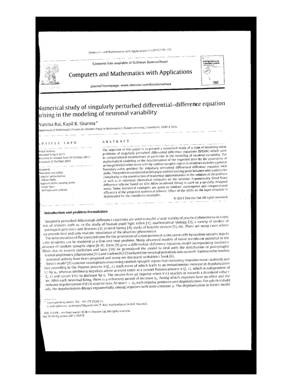 (PDF) Numerical study of singularly perturbed differential–difference ...