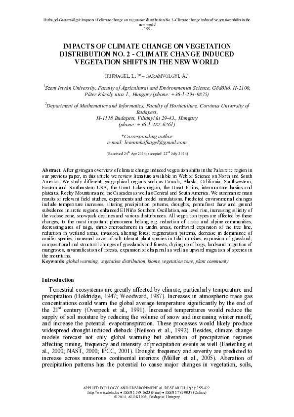 (PDF) Impacts of Climate Change on Vegetation Distribution No. 2 ...