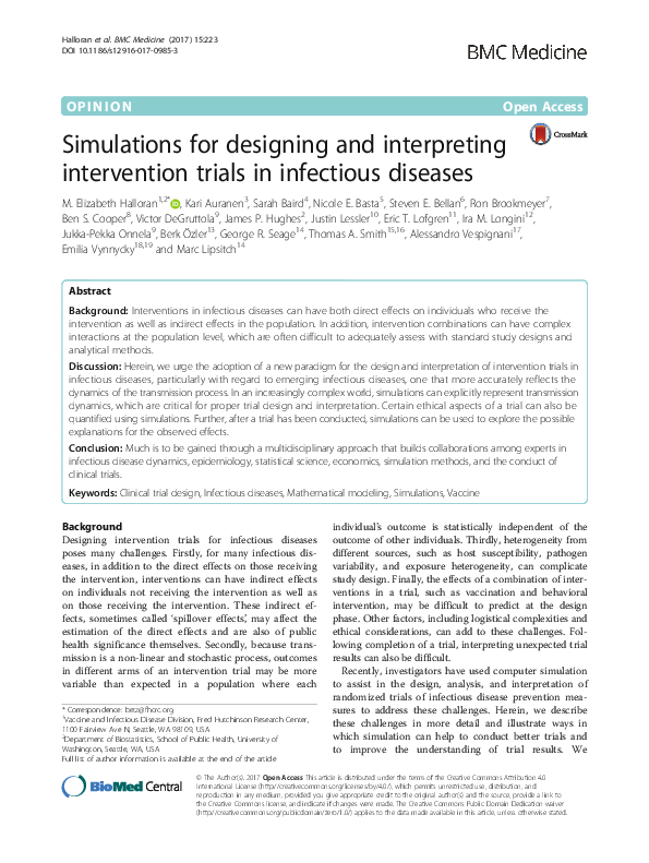 (PDF) Simulations for designing and interpreting intervention trials in ...