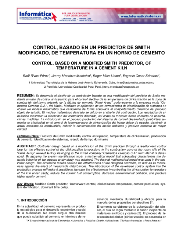 (PDF) CONTROL, BASED ON A MODIFIED SMITH PREDICTOR, OF TEMPERATURE IN A ...