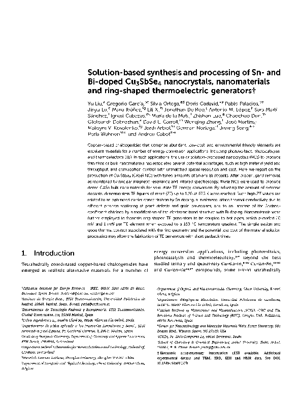 (PDF) Solution-based synthesis and processing of Sn- and Bi-doped ...