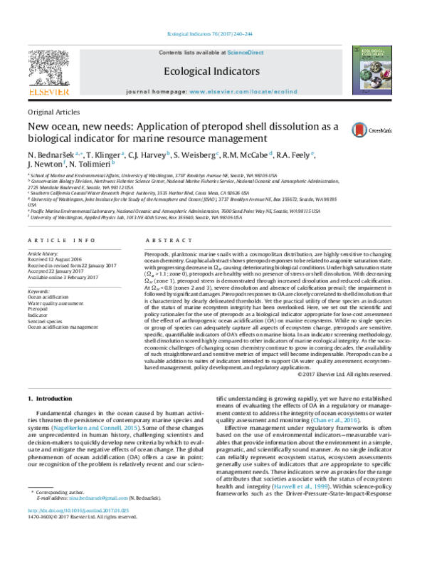 (PDF) New ocean, new needs: Application of pteropod shell dissolution ...