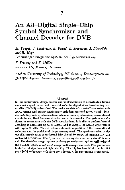 (PDF) An All-Digital Single-Chip Symbol Synchronizer and Channel ...