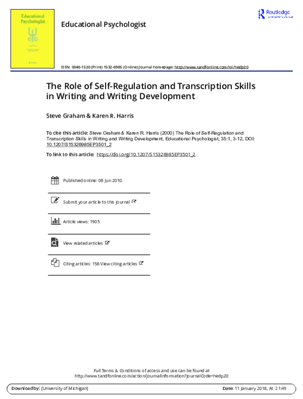 (PDF) The Role of Self-Regulation and Transcription Skills in Writing ...