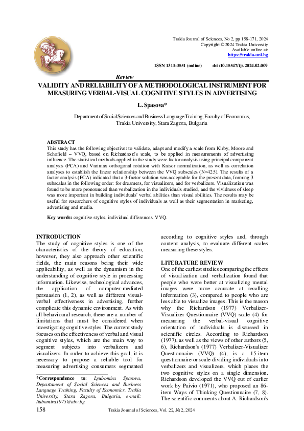 (PDF) VALIDITY AND RELIABILITY OF A METHODOLOGICAL INSTRUMENT FOR ...