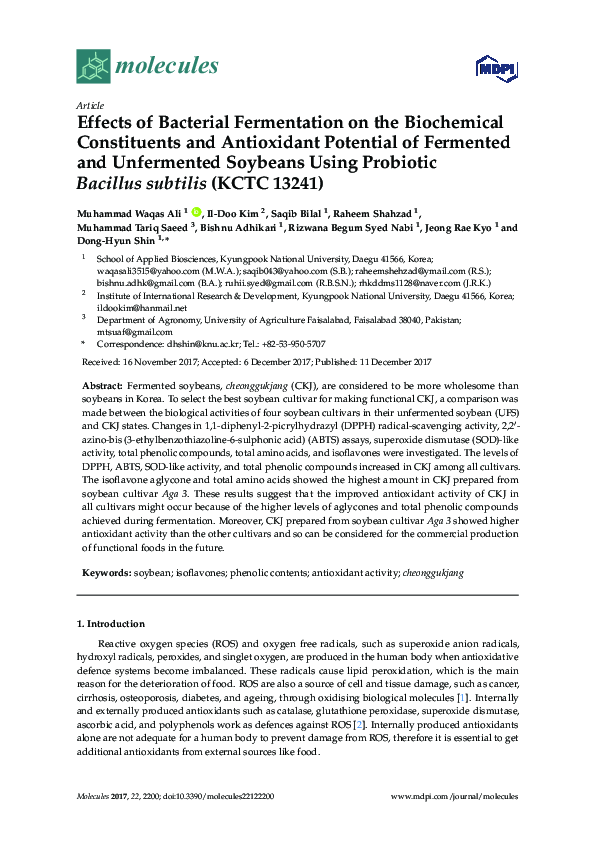 (PDF) Effects of Bacterial Fermentation on the Biochemical Constituents ...