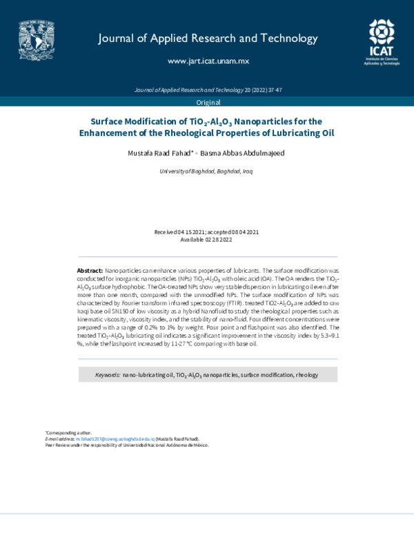 (PDF) Surface Modification of TiO₂-Al₂O₃ Nanoparticles for the ...