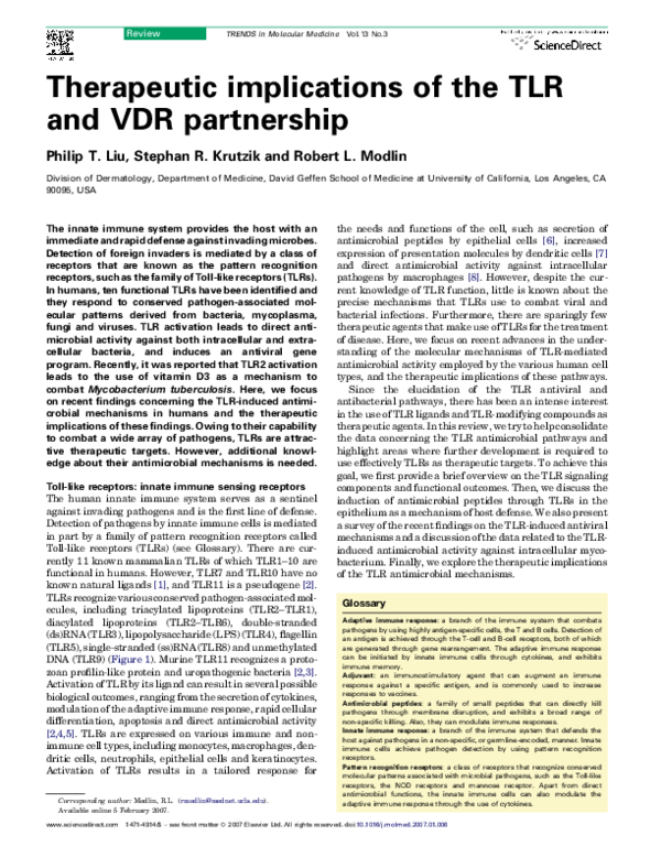 (PDF) Therapeutic implications of the TLR and VDR partnership