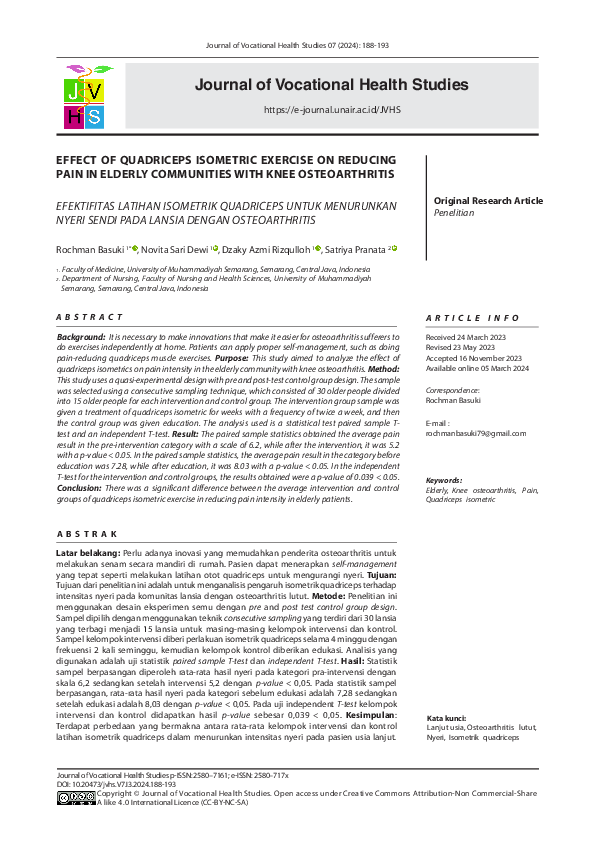 (PDF) EFFECT OF QUADRICEPS ISOMETRIC EXERCISE ON REDUCING PAIN IN ...