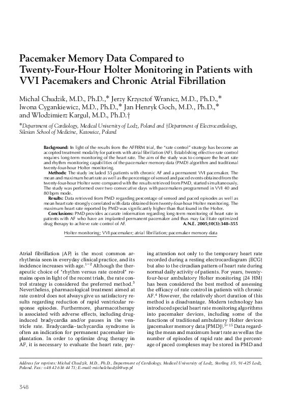 (PDF) Pacemaker Memory Data Compared to Twenty-Four-Hour Holter ...