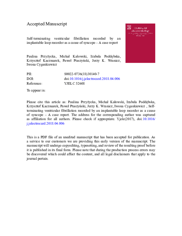 (PDF) Self-terminating ventricular fibrillation recorded by an ...