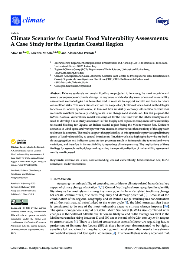 (PDF) Climate Scenarios for Coastal Flood Vulnerability Assessments: A ...