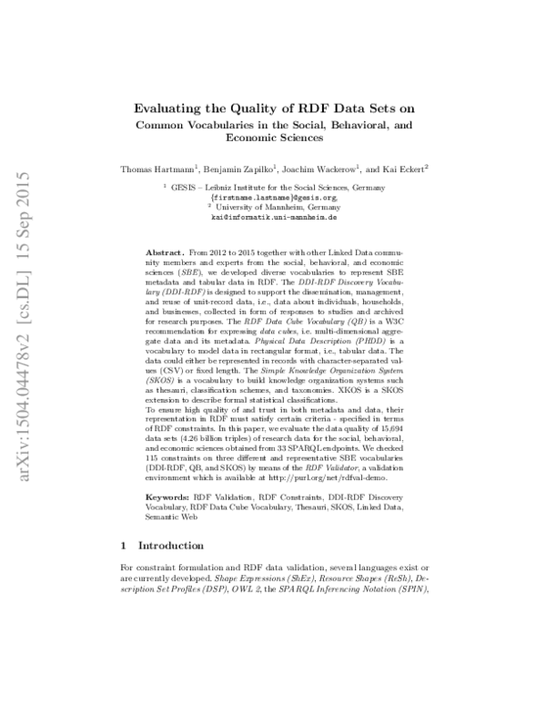 (PDF) Evaluating the Quality of RDF Data Sets on Common Vocabularies in ...