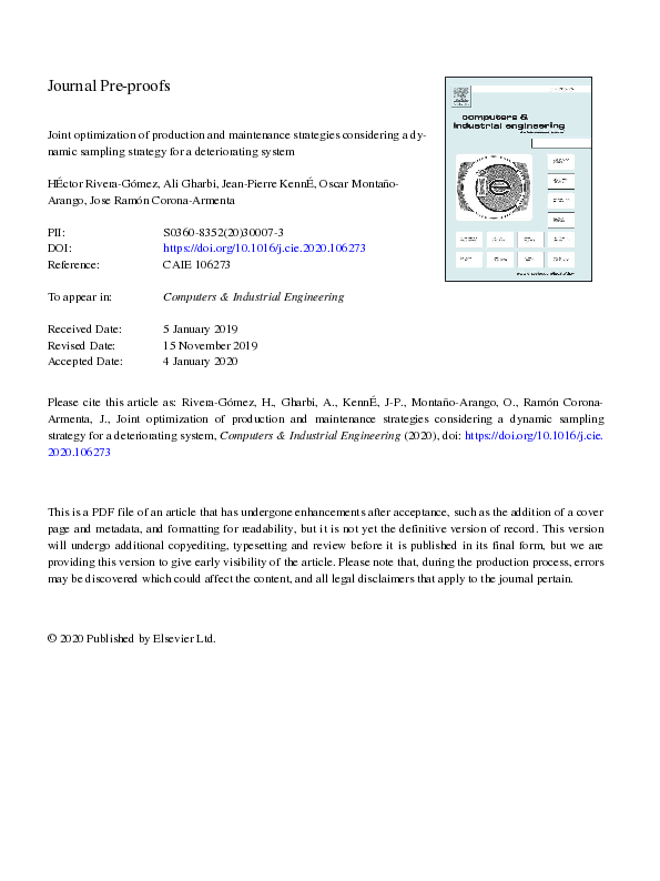 (PDF) Joint optimization of production and maintenance planning with an ...