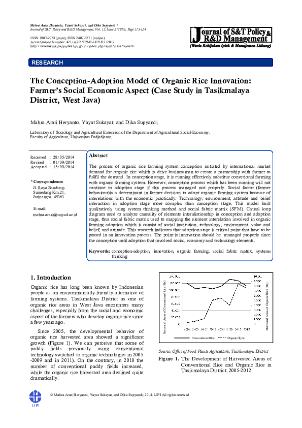 (PDF) Conception-Adoption Model of Organic Rice Innovation: Farmer's ...