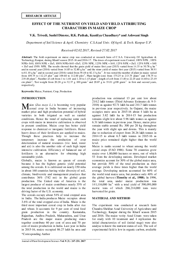 (PDF) Effect of the Nutrient on Yield and Yield Attributing Characters ...