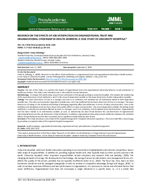 (PDF) Research on the effects of job satisfaction on organizational ...