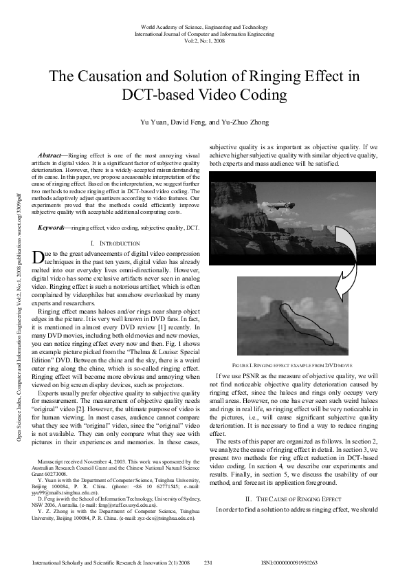 (PDF) The Causation And Solution Of Ringing Effect In Dct-Based Video ...