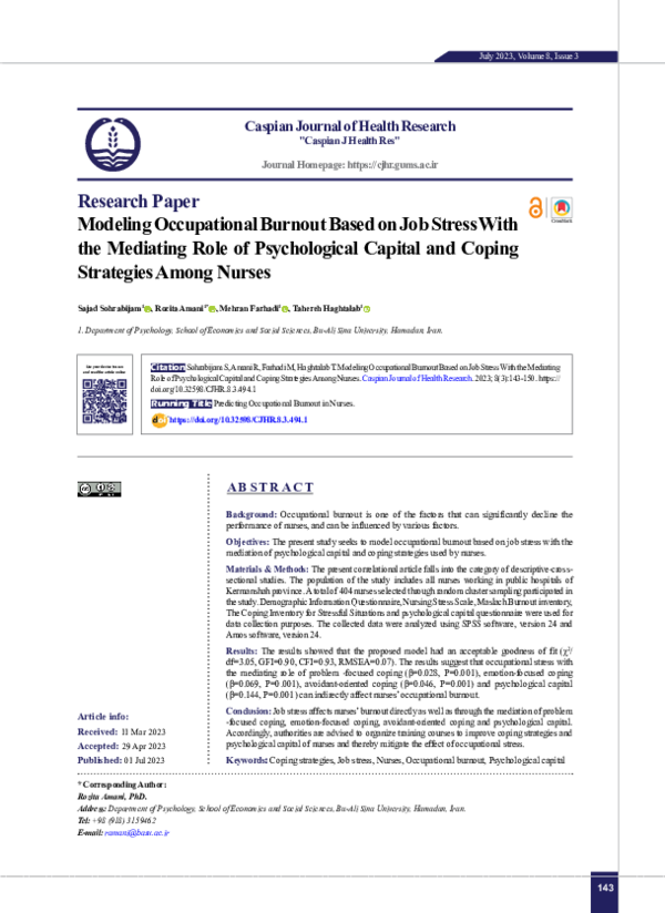 (PDF) Modeling Occupational Burnout Based on Job Stress With the ...