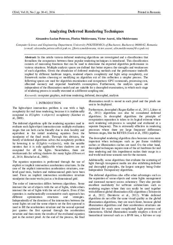(PDF) Analyzing Deferred Rendering Techniques