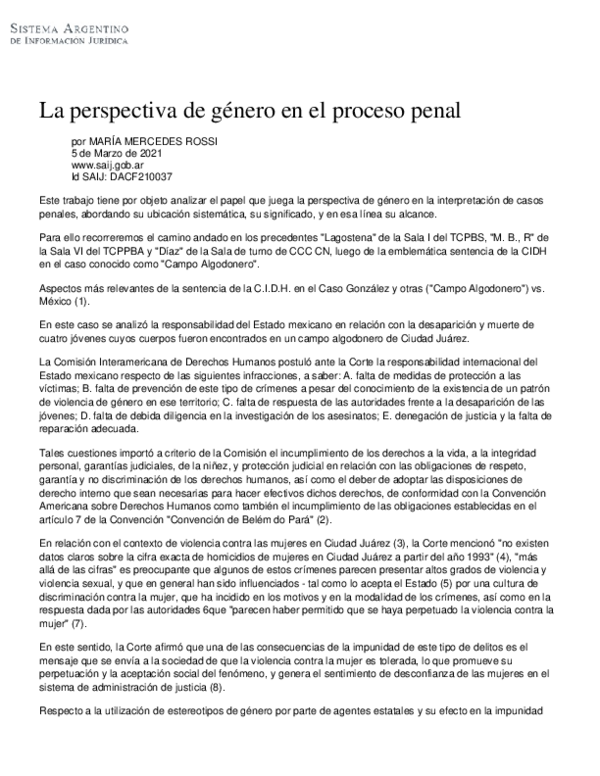 (PDF) La perspectiva de genero en el proceso penal