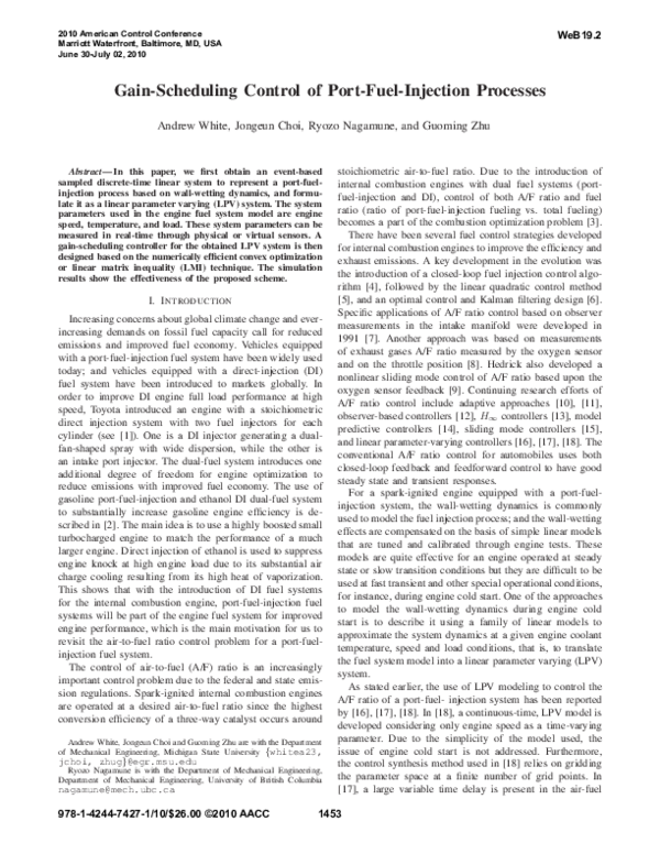 (PDF) Gain-Scheduling Control of Port-Fuel-Injection Processes