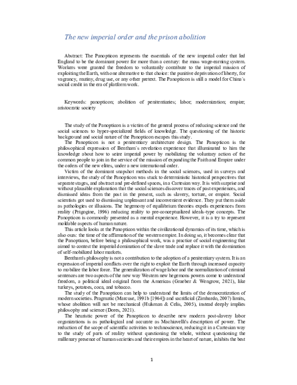 (PDF) The new imperial order and the prison abolition