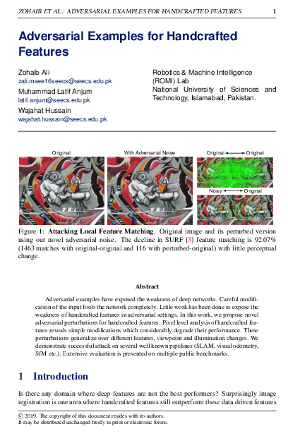 (PDF) Adversarial Examples for Handcrafted Features
