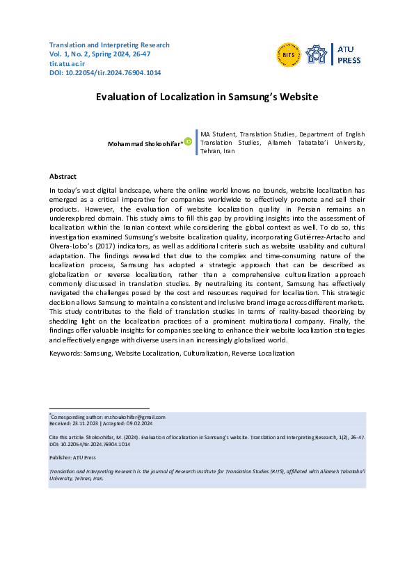 (PDF) Evaluation of Localization in Samsung's Website