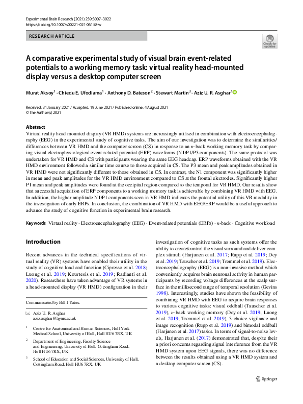 (PDF) A comparative experimental study of visual brain event-related ...