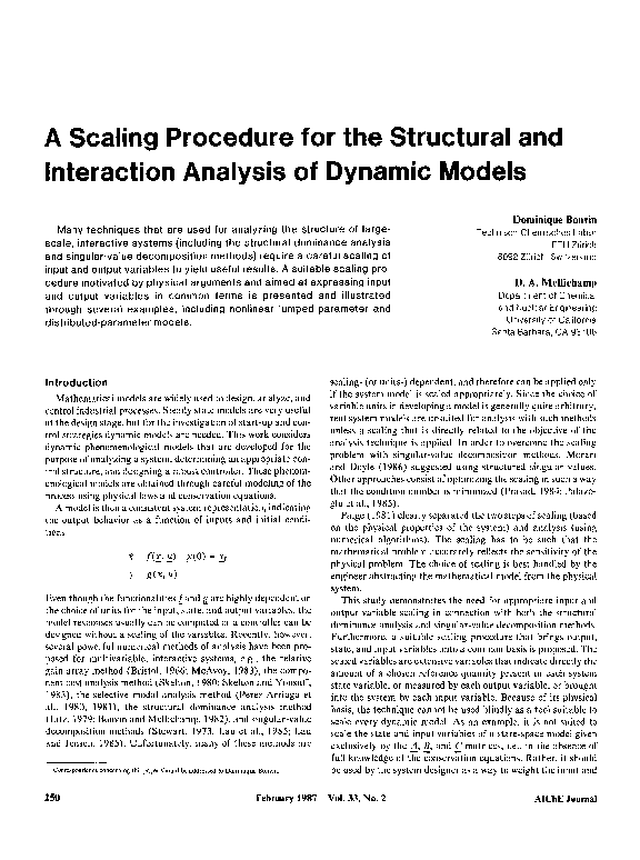 (PDF) A scaling procedure for the structural and interaction analysis ...