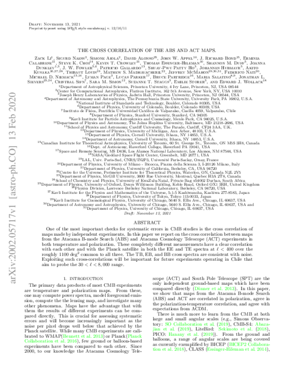 (PDF) The cross correlation of the ABS and ACT maps