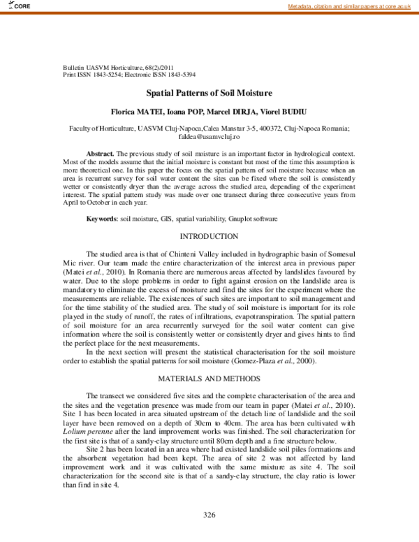 (PDF) Spatial Patterns of Soil Moisture