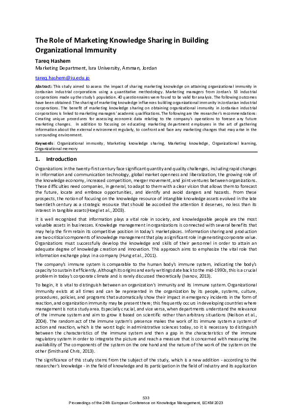 (PDF) The Role of Marketing Knowledge Sharing in Building ...