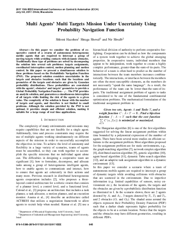 (PDF) Multi Agents' Multi Targets Mission Under Uncertainty Using ...