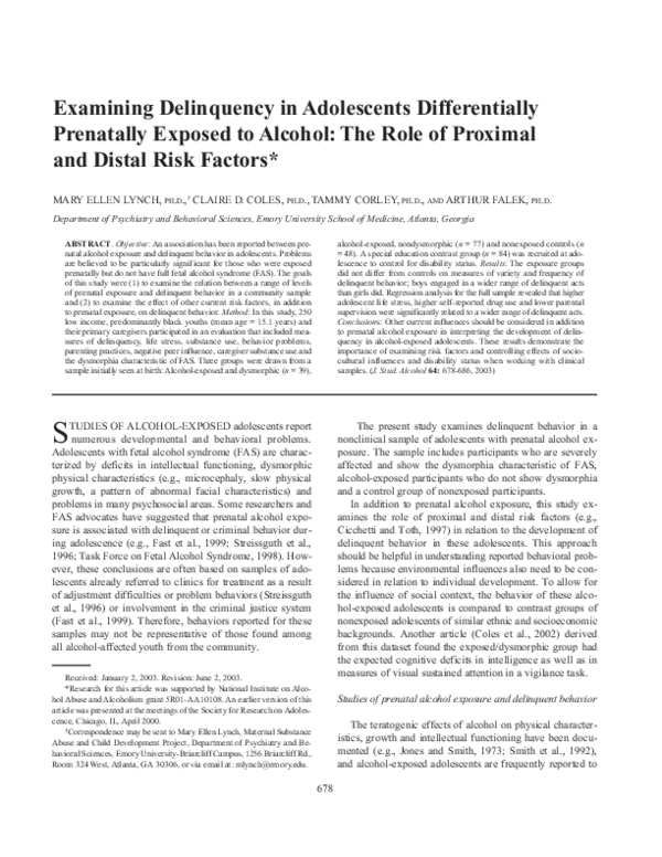 (PDF) Examining delinquency in adolescents differentially prenatally ...