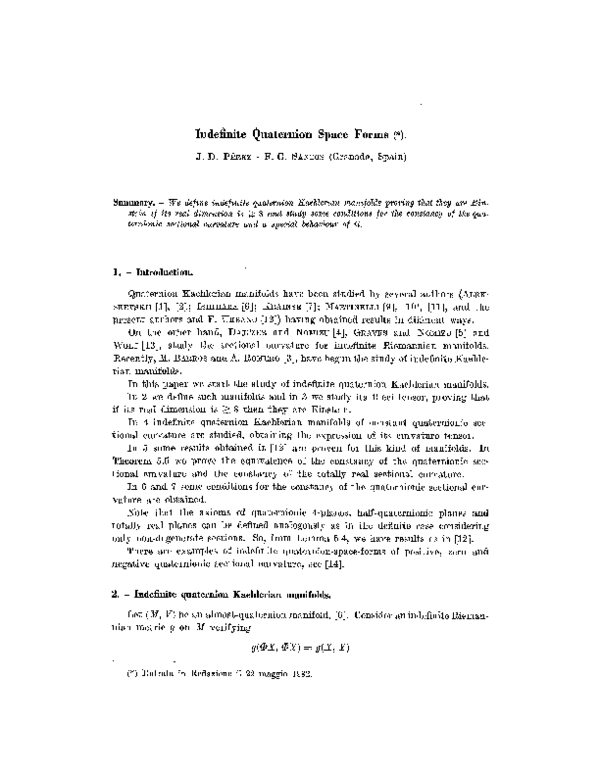 (PDF) Indefinite quaternion space forms