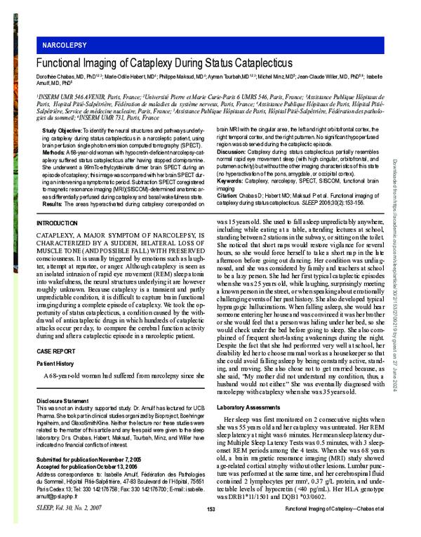(PDF) Functional Imaging of Cataplexy During Status Cataplecticus